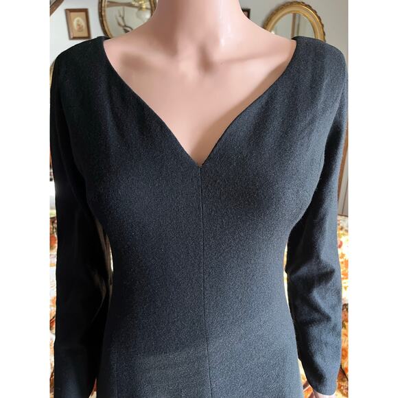 Vintage 60s black long sleeve mini dress, bow hem detail - Picture 6 of 7